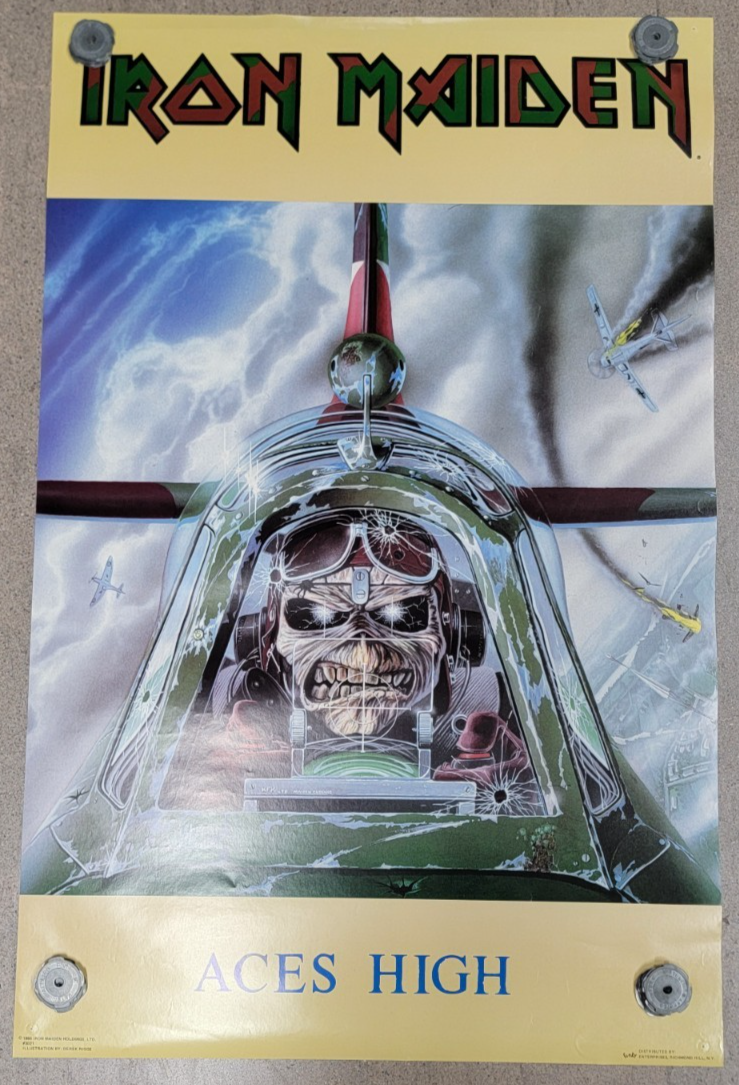 IRON MAIDEN ポスター ACES HIGH Poster 1985 IRON MAIDEN 1985 Aces High Poster Original Vintage 33” x 22