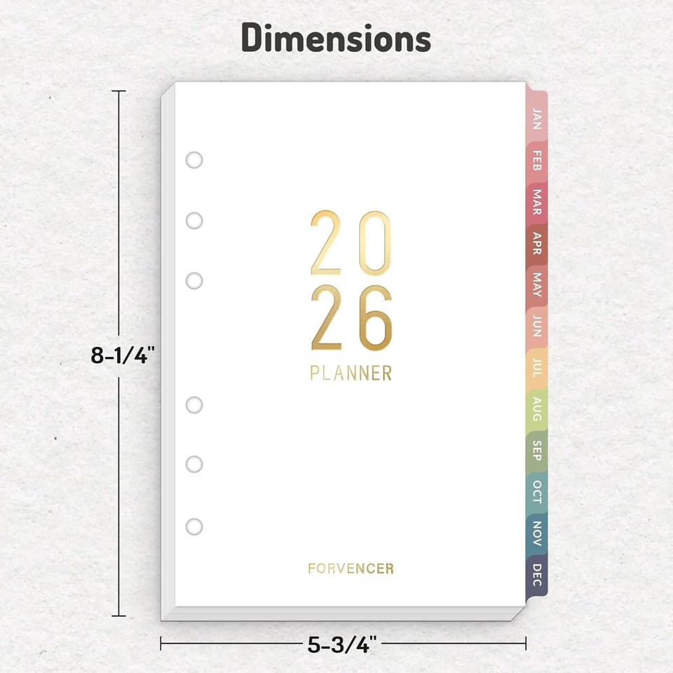 2026 Weekly & Monthly Planner Refills for A5 6-Ring Binders, Nov 2026 ...