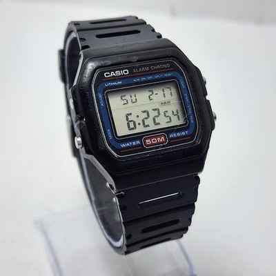 VINTAGE CASIO W-71 ALARM CHRONOGRAPH LITHIUM BLACK MEN'S WATCH WR