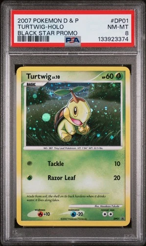 2007 POKEMON DIAMOND & PEARL BLACK STAR PROMO #DP01 TURTWIG-HOLO PSA 8