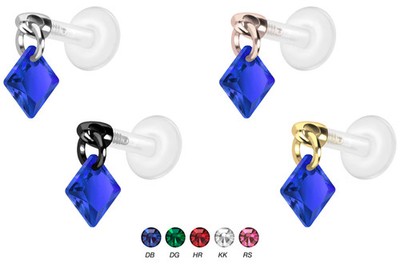 PIERCINGLINE  Piercing Stecker PTFE Labret mit Gewinde + Titan-Aufsatz