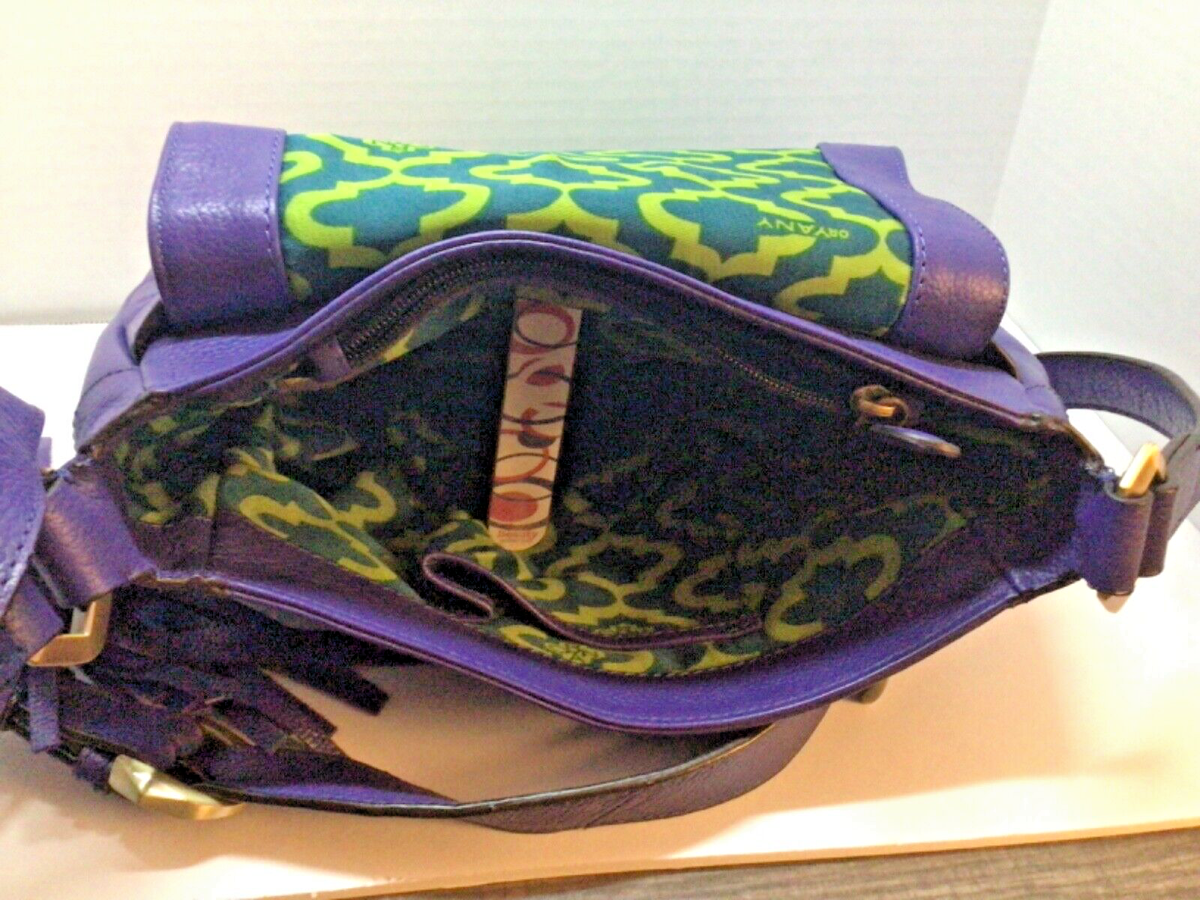 orYANY Purple Pebbled Leather Backpack with Tassel Zips Oryany Lottie Saddle Crossbody Handbag main image 4
