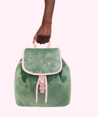Juicy x Stoney Clover Lane Velour backpack New With The Tag Color Green $215