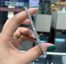 10 Ct Lab-Created Diamond Round Cut Tennis Bracelet 14k White Gold Plated Silver