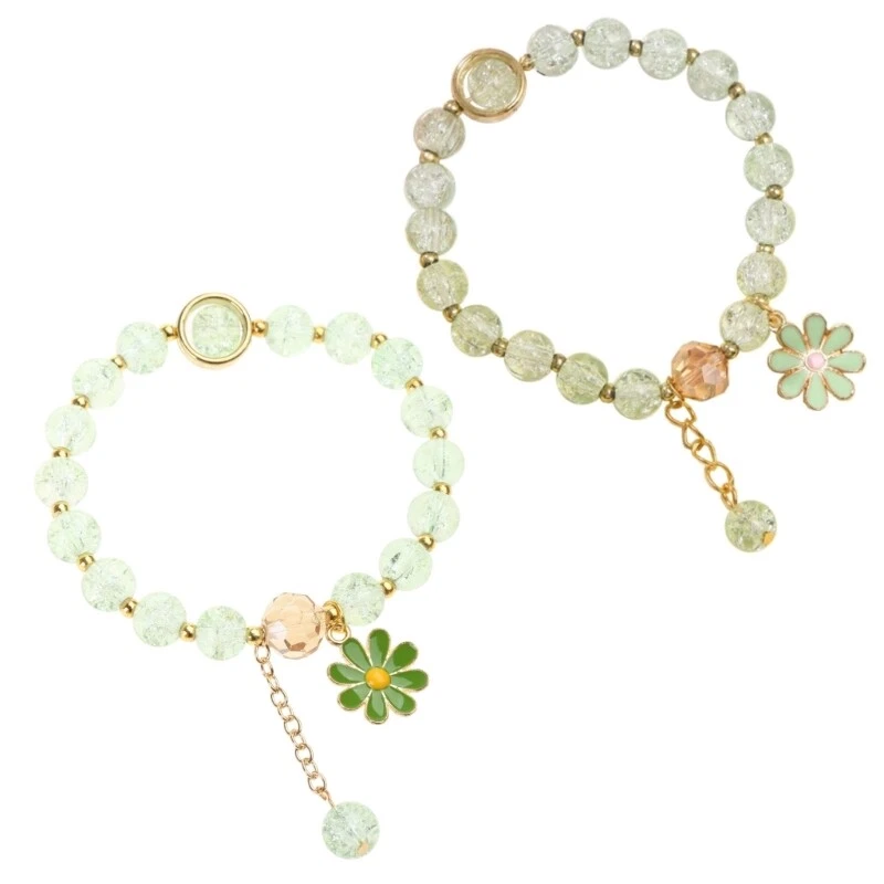 Flower Charm Bracelets Popping Crystal Beaded Bracelet With Daisy