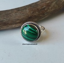 Malachite Solid 925 Sterling Silver Statement Handmade Ring, All Size M1652