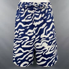 PRABAL GURUNG Size M Blue White Lines Graphic Bermuda Shorts