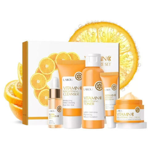 LAIKOU Vitamin C Skin Care Set Cleanser Toner Serum Eye Cream Face Cream
