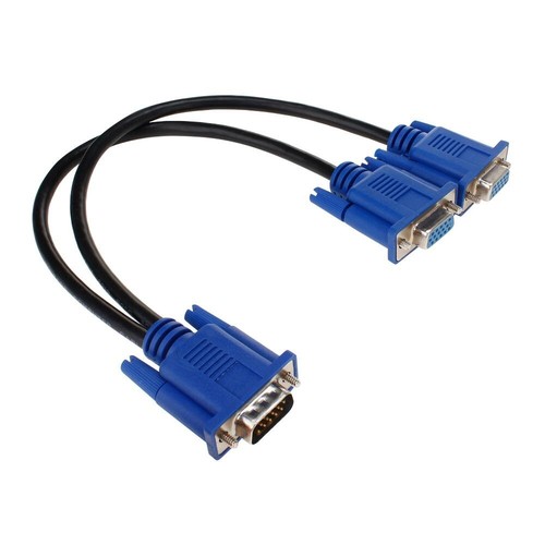 VGA Monitor Y-Splitter Cable, VGA 1 Male to Dual 2 VGA Female Adapter Converter - Picture 2 of 13