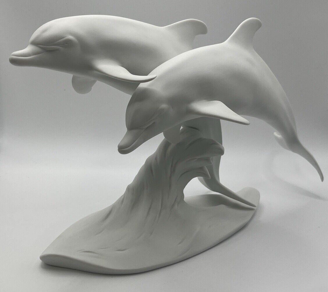 KAISER Germany Vintage Bisque Porcelain White Dolphins KAISER Germany Vintage Bisque Porcelain White Dolphins