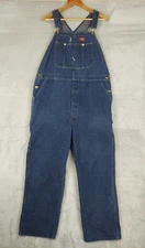Vintage Dickies Overalls Men 44x31 Denim Carpenter Bibs Pants Workwear USA Made
