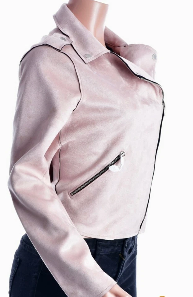 MEMBERS ONLY FAUX SUEDE BIKER JACKET-PINK - Image 2 of 4
