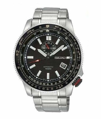 SEIKO SUPERIOR  SSA005K1 Automatic Watch Black Dial Steel  Pilot Lume 100m Date