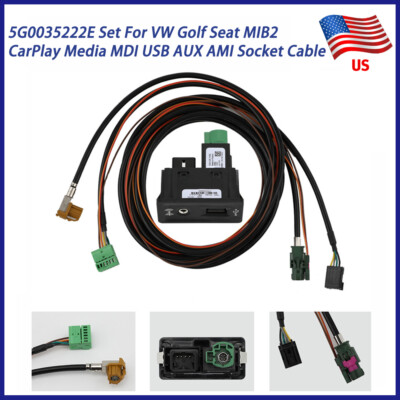For VW Golf Seat MIB2 CarPlay Media MDI USB AUX AMI Socket Cable 5G0035222E Set