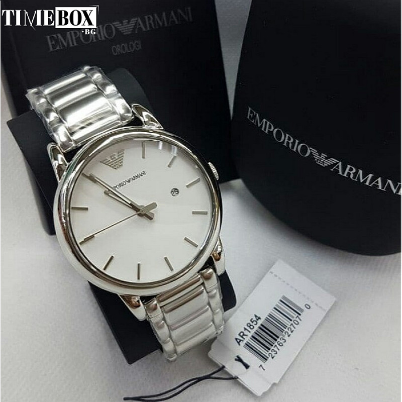 Montre Emporio Armani homme avec date et bracelet en acier argenté