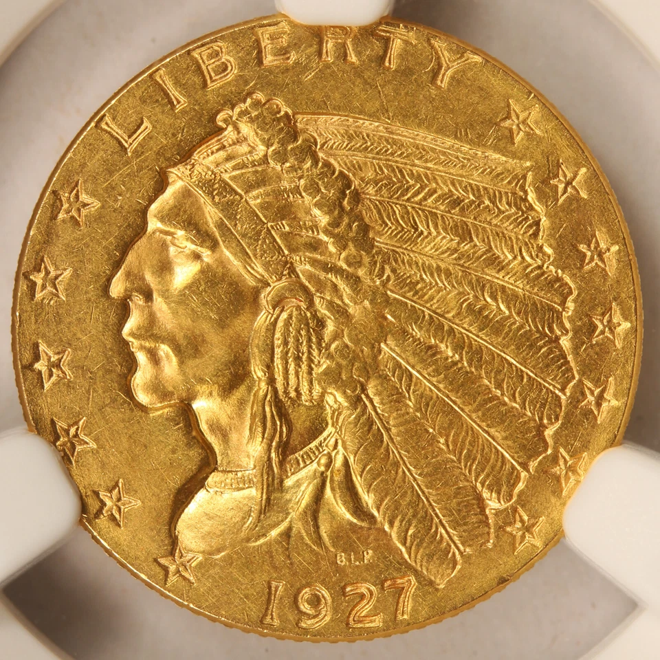 1927 $2.5 Gold Indian Quarter Eagle NGC MS62 - Image 3 of 4