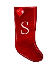 Letter S Red Velvet Monogram Stocking Xmas Holiday Initial 20" At Home