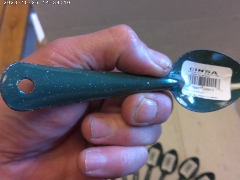 1990's Vintage Enamelware spoon (Pack of 10) Green 6" long - Image 2 of 4