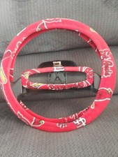 St Louis Cardinals Red Fleece Steering Wheel Rear View Mirror Set