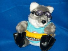 Great Wolf Lodge plush timber grey gray Petting Zoo scuba gear tube flipper 7"