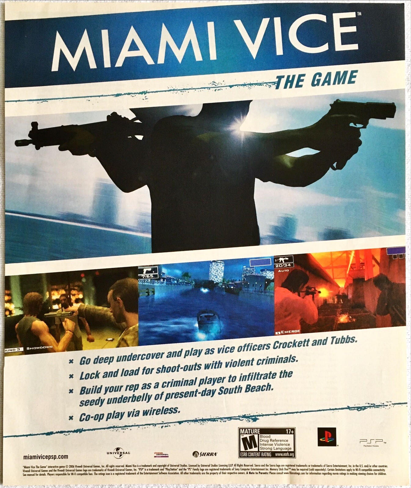 Vintage Print Ad 2006 Miami Vice The Game PS3 Original Promo Poster Art