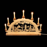 Holz-Schwibbogen Lichterbogen Chemnitz 50 Cm Made Im Erzgebirge Birke Bergmann