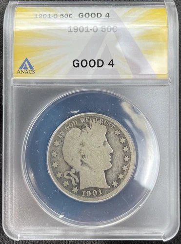 1901 O G4 Barber Half ANACS Certified 50c Liberty