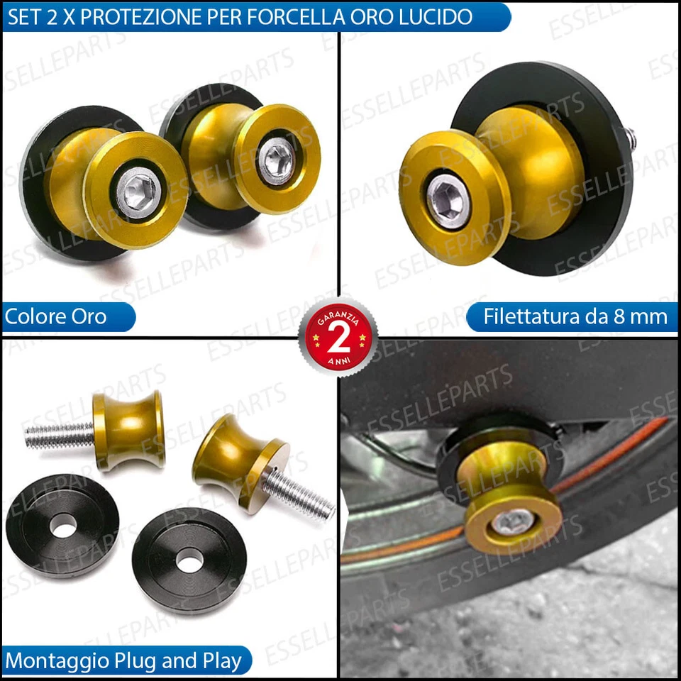 SET 2 NOTTOLINI PROTEZIONE FORCELLA IN ACCIAIO COLOR ORO PER KAWASAKI Z650 2020 - Immagine 2 di 4