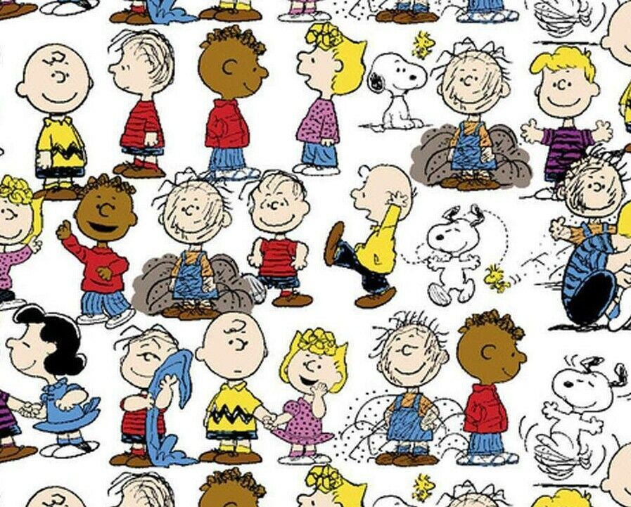 Fat Quarter Peanuts Gang Fabric Snoopy Charlie Brown Woodstock Lucy Linus Fq Ebay