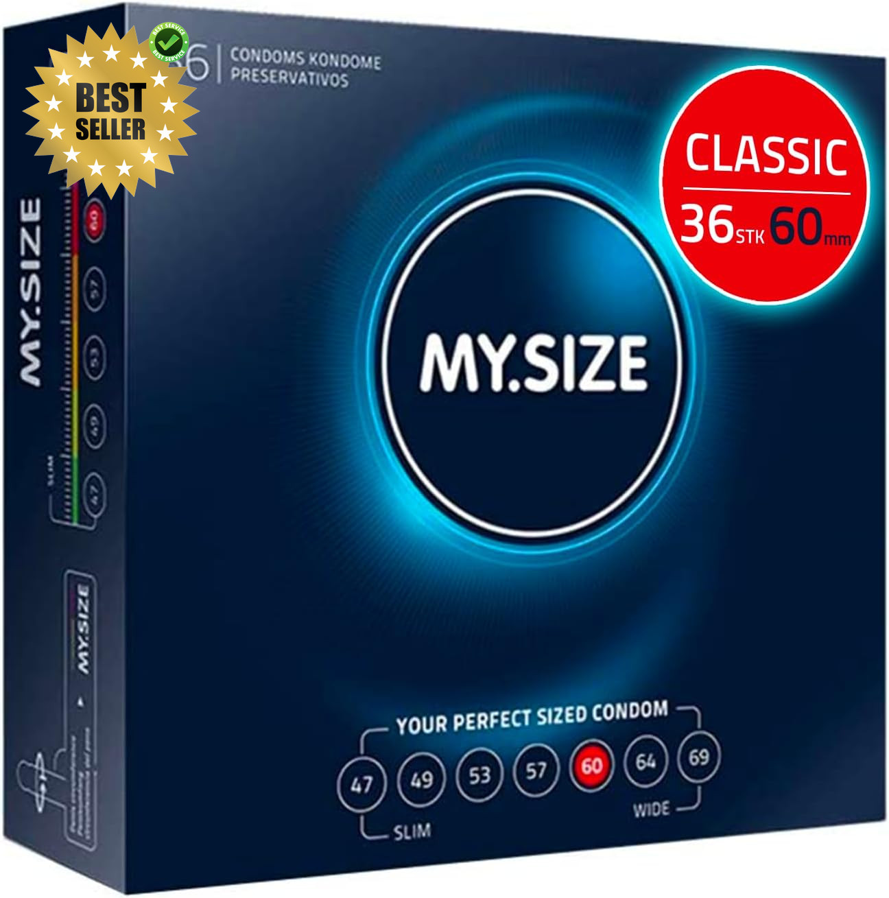 My.Size Kondome Größe 5, 60 Mm, Großpackung, Inhalt 36 Stück (1Er Pack)