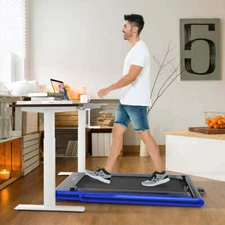 NNECW 2-in-1 Folding Treadmill with Dual LED Display for Home Blue