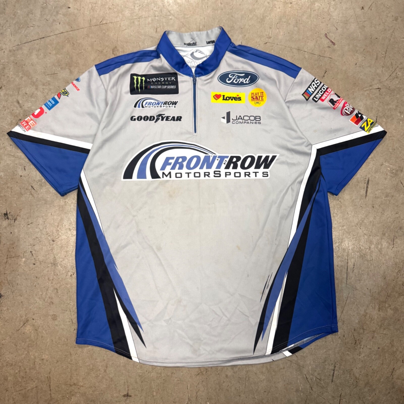 FILA Maglia Micheal McDowell Front Row Motorsports Ford Monster Large Race Crew NASCAR