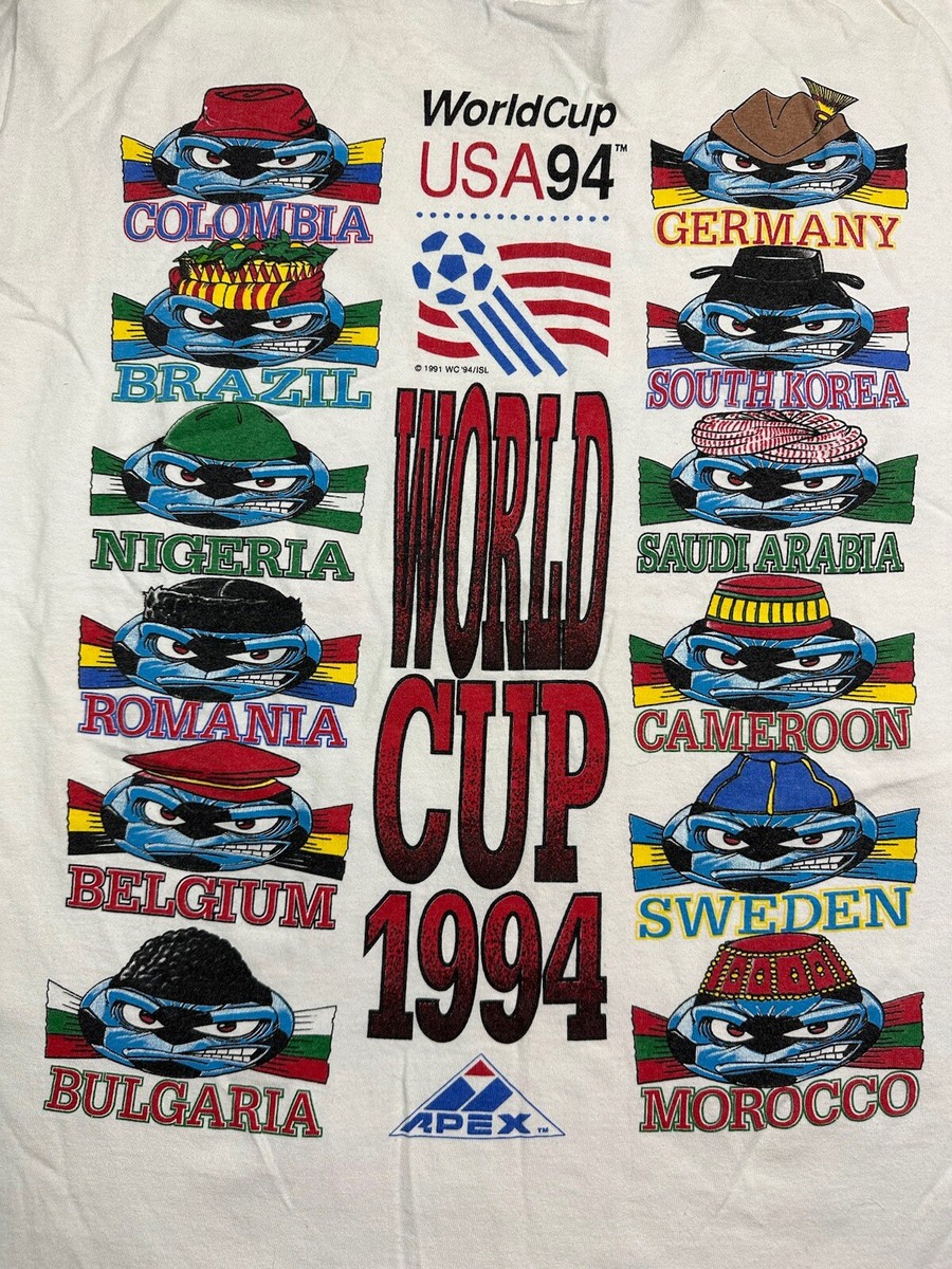 Vintage 1994 World Cup Mascot USA Apex Soccer Double T-Shirt Sz L