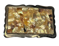 Inlay Abalone Shell Mother Of Pearl Iridescent Vintage Belt Buckle