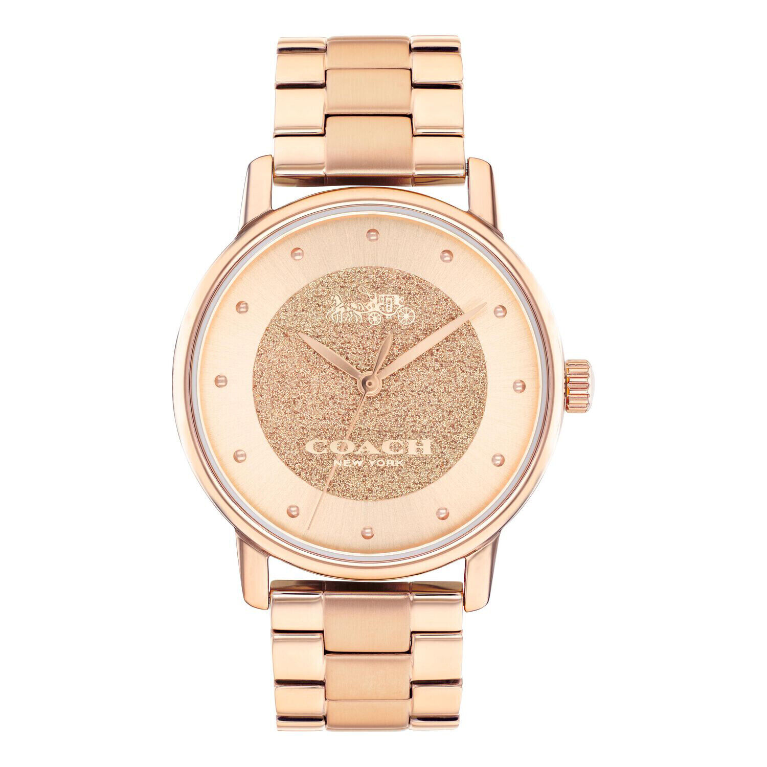 New COACH Women GRAND 36mm Case Rose Gold Glitz Dial Bracelet Watch 14503492