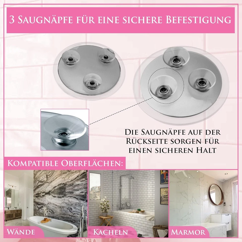 Vergrößerungsspiegel 20fach & 15fach mit Saugnapf, Runder - Bild 3 von 4