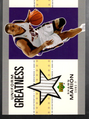 B2653- 2002-03 UD Authentics Uniform Greatness # Shu Shawn Marion Trikot - Nm-Mt