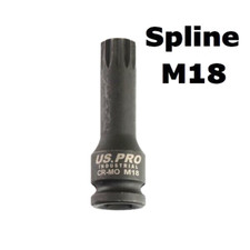 US PRO Industrial  M18 x 78mm Long Impact Spline Bit Socket  1/2" Drive 3369 VW