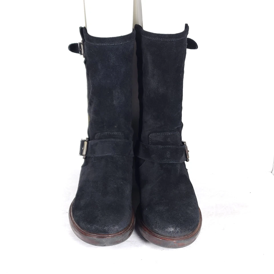 Botas de motociclista Cordani italianas para mujer EU38 US7-7,5 negras gamuza cuero hebilla Foto 3 de 4