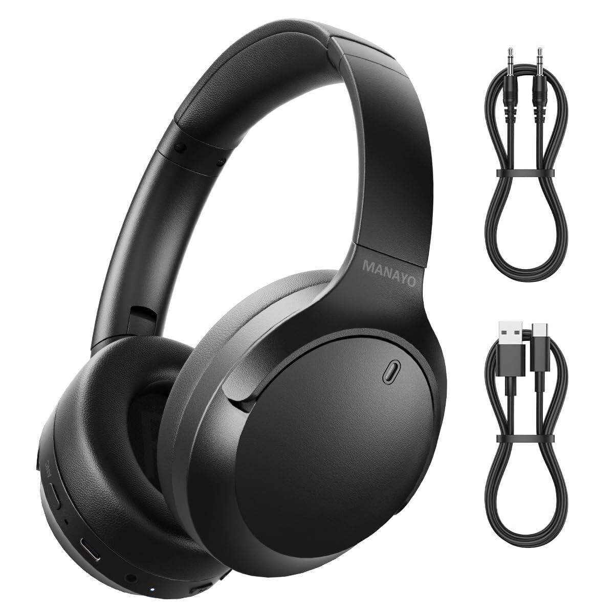 MANAYO ANC Bluetooth Over-Ear Headphones Foldable Rotatable Wireless