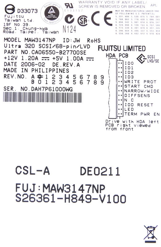 Hard Drive SCSI 68-Pin MAW3147NP 147GB U320 - Image 2 of 2