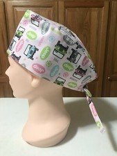 Scrub or Chef Hat Medical Nursing Chemo Skull Cap Pink Trail Fun Mountain  2