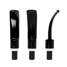 3pc Black Bent Saddle Stem Mouthpiece Replacement For Tobacco Pipe Horn Ring
