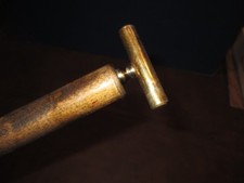 MW.A455: GRACEFUL VINTAGE GOLD "T" HANDLE ON ASH WALKING STICK CANE