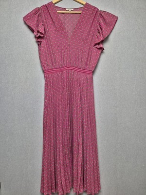Max Studio Sommerkleid Größe 14 Rosa Plissee Midi Smart Freizeit