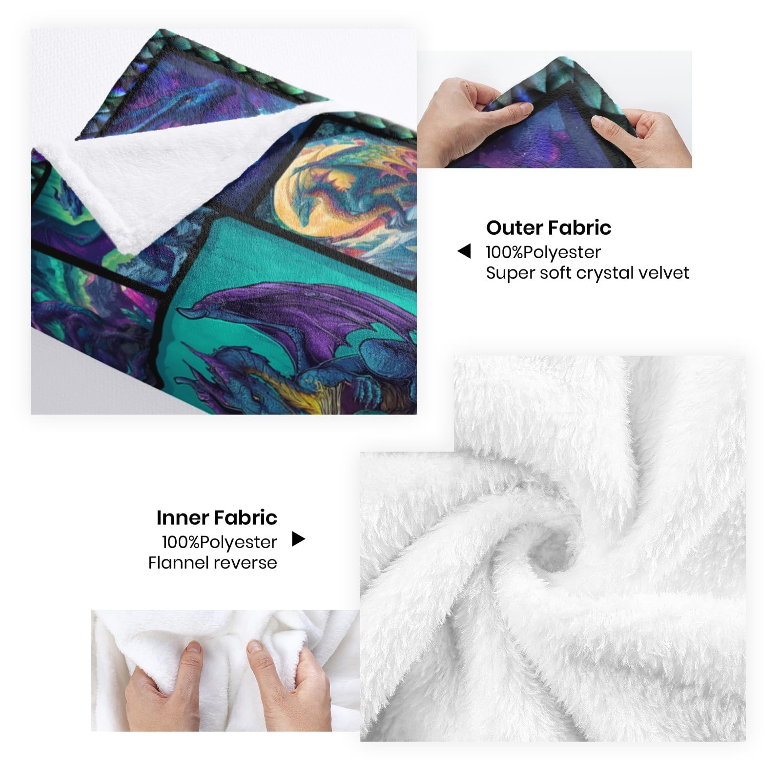 Dragon Blanket Gifts for Boys Girls Adults, Dragon Reading Book Bookshelf Thr...