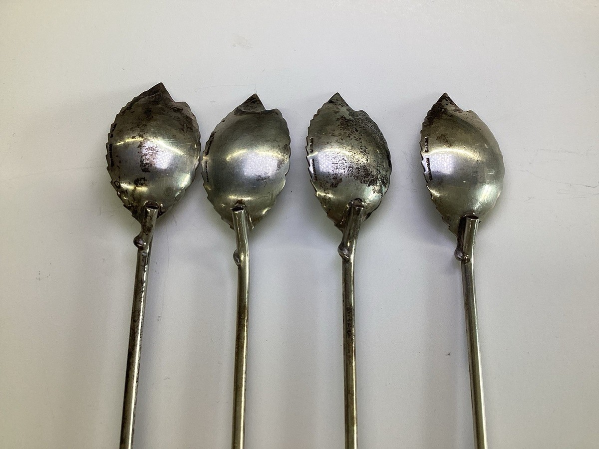 Set of 4 Tiffany & Co Sterling Silver Tea & Mint Julep Double Leaf
