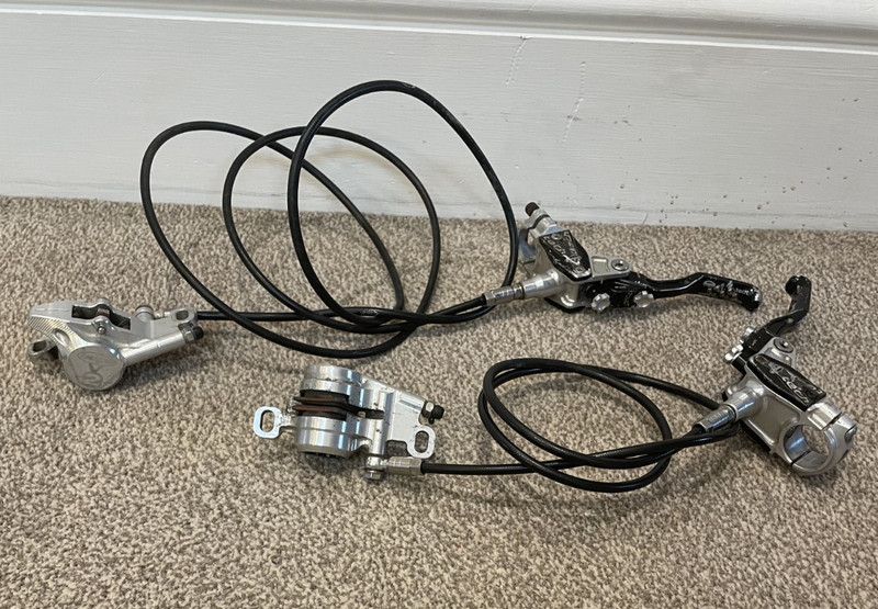 MESSAGE FOR PRICE!! hope tech x2 brake set! (front and rear) USED but work fine!