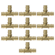 10 Pack XFITTING 1/2" PEX-A Expansion Tee, F1960 Tee, Lead Free Brass