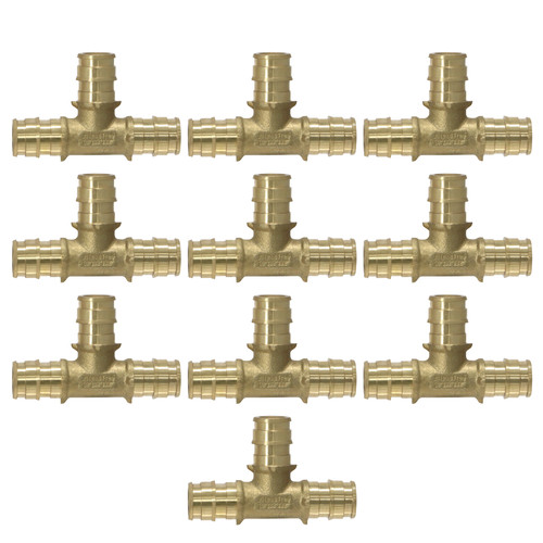 10 Pack XFITTING 1/2" PEX-A Expansion Tee, F1960 Tee, Lead Free Brass